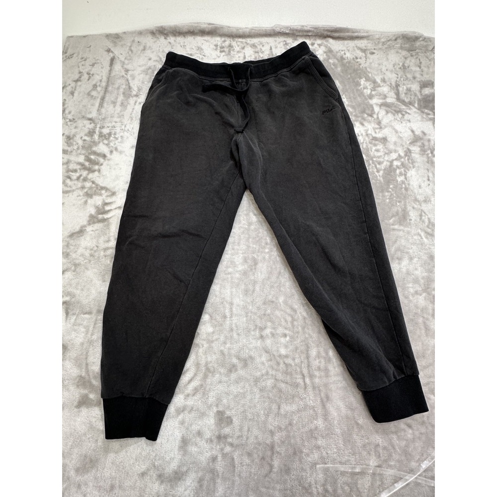 Fila Joggers Sweatpants Men's Size Large Black Drawstring Zip Rear Pocket Sports